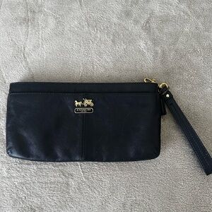 Coach Black Leather Wristlet / Clutch